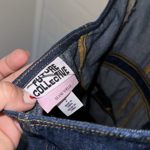 Future Collective dress Alani Noelle halter mini dark denim open back 2 - Picture 7 of 10